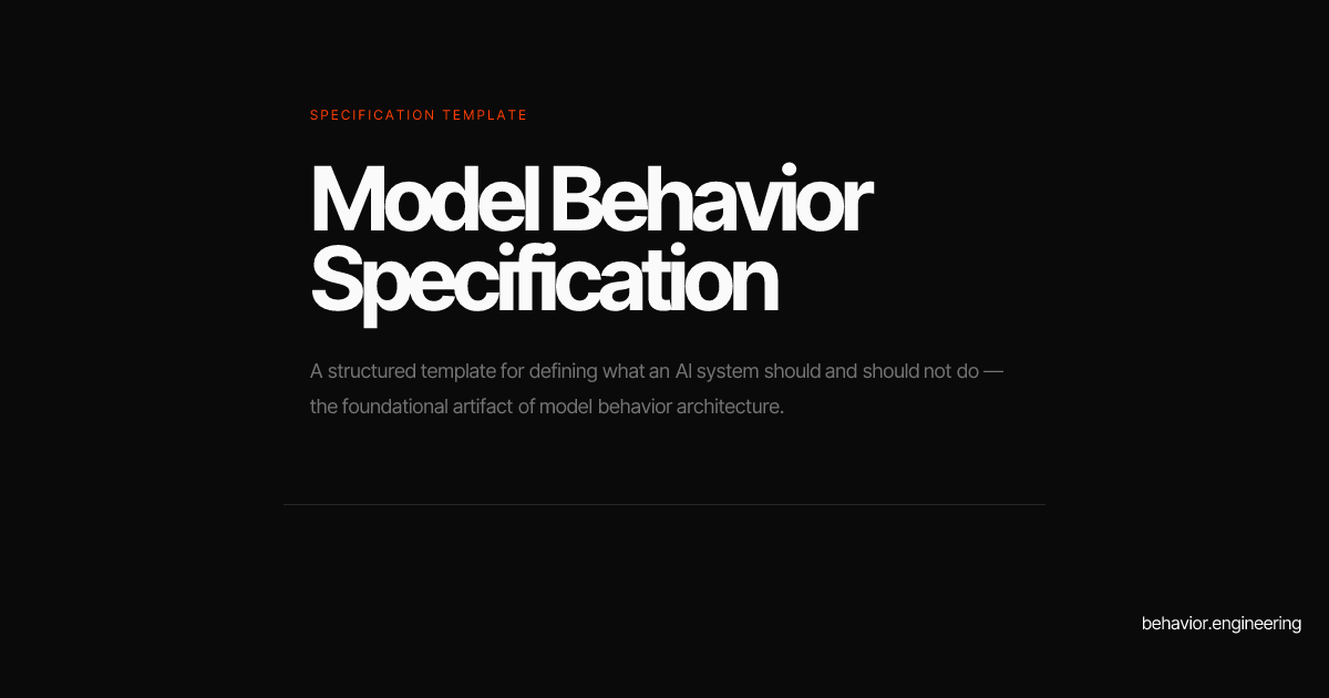 Model Behavior Specification | behavior.engineering